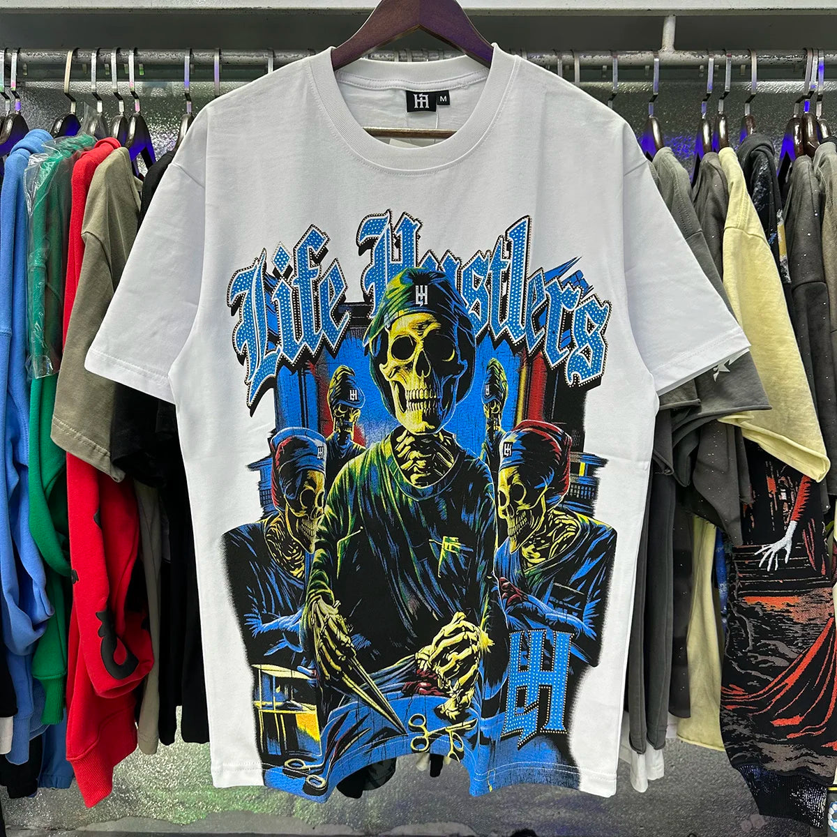 Praying Angel Shinning Diamond Cotton Short Sleeve Tshirts for Men and Women Crew Neck Loose Summer T-shirt Oversized Tees