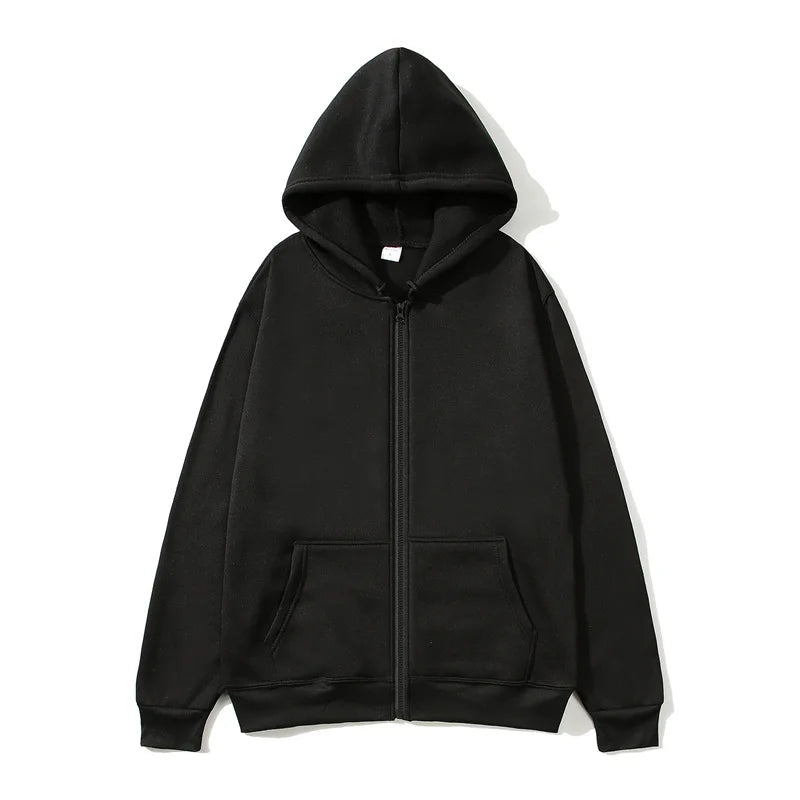 Men/Women zipper cardigan Hoodies pure color Casual Jacket Coats Fleece spring Autumn Sweatshirts Sports Streetwear men tops
