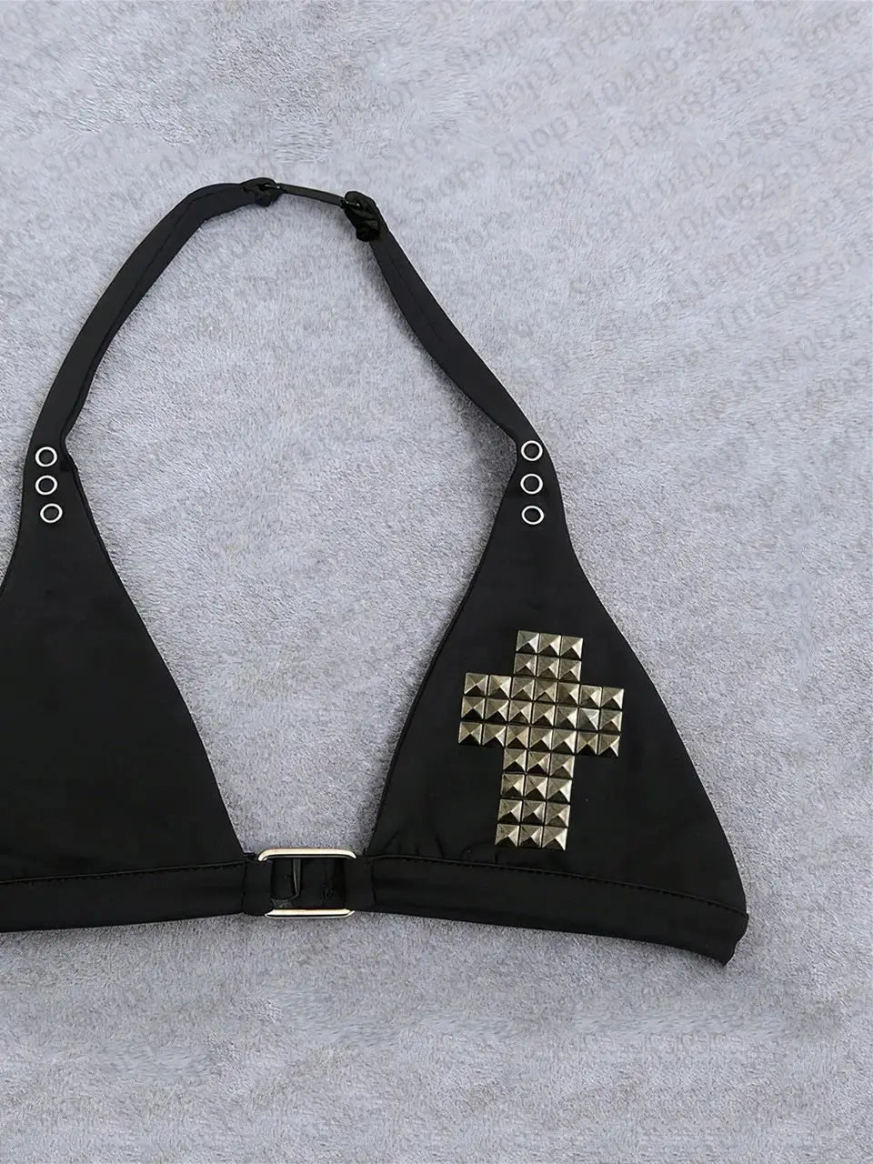 Gothic style willow leaf pattern nail decoration summer women's clothing new sexy bikini top swimsuit slim fit retro 2000s Y2K