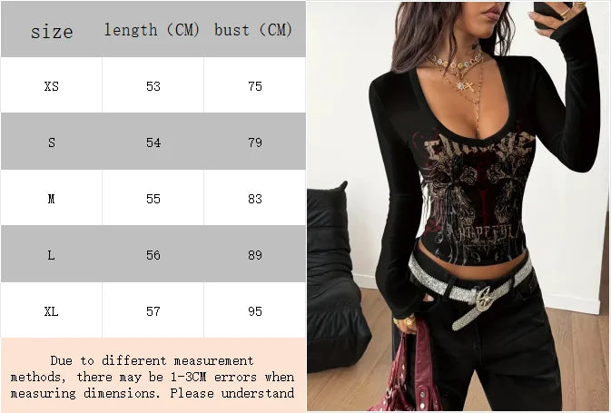 Ladies' Spring/Summer Retro Style Music Road Printed Long Sleeve T-shirt