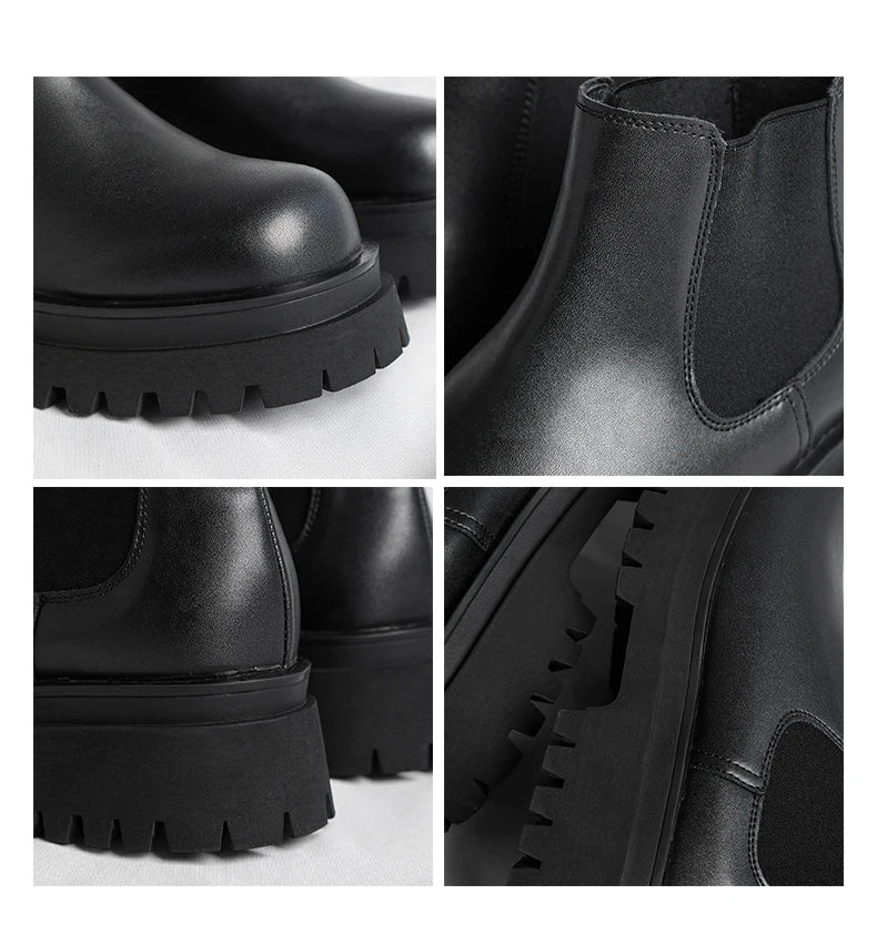 Men's Versatile Casual British Style Heightening Chelsea Boots, Paired with Trendy and Simple Ankle Boots for Outerwear.