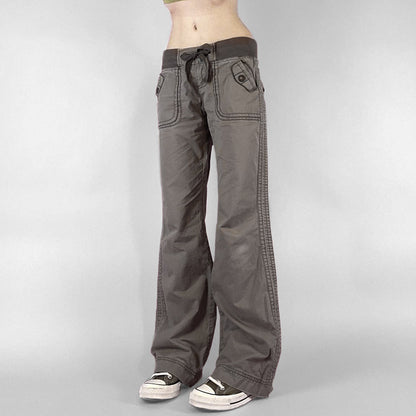 2000s Clothes Y2k Low Rise Boot Cut Jeans Woman Casual Black Striped Denim Trousers Streetwear Flare Pants P77-DD25