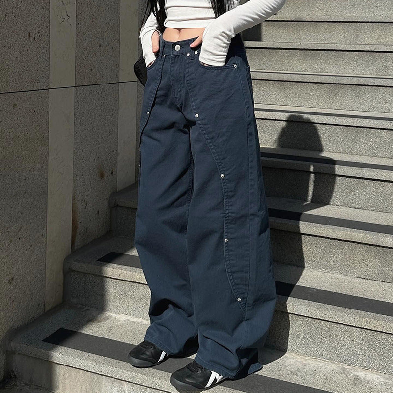 2000s Clothes Y2k Low Rise Boot Cut Jeans Woman Casual Black Striped Denim Trousers Streetwear Flare Pants P77-DD25