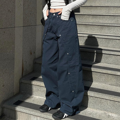 2000s Clothes Y2k Low Rise Boot Cut Jeans Woman Casual Black Striped Denim Trousers Streetwear Flare Pants P77-DD25