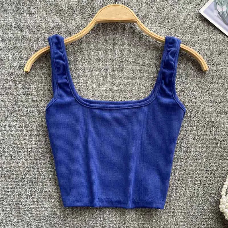 Tank Top Women Sexy Backless Y2k Top Slim Fit Bottoming Blouse Solid Crop Top Sleeveless Camis Mujer
