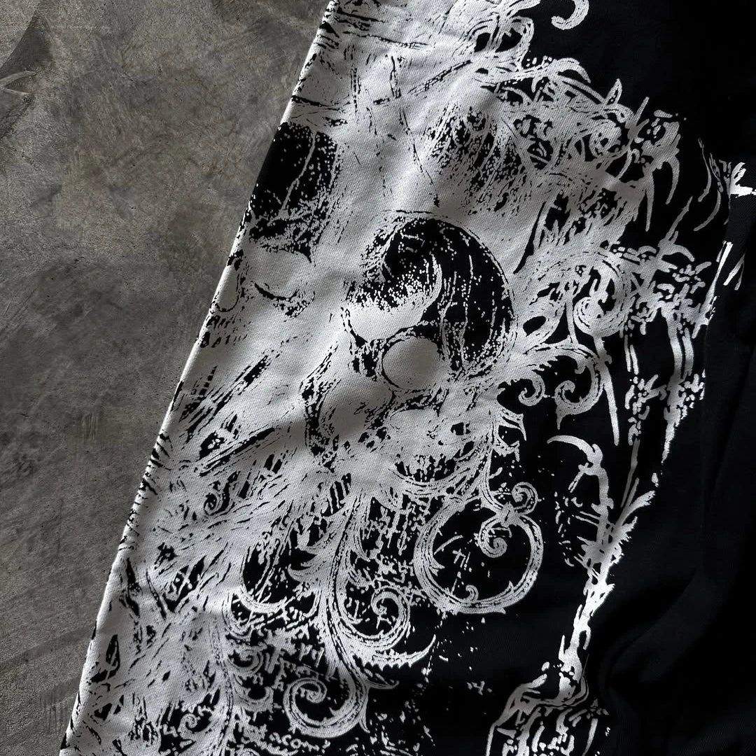 Y2K Retro Casual Pants Gothic Skull Direct Spray Printing Floor Pants Oversized Unisex Streetwear Fashion Men's Clothing Joggers