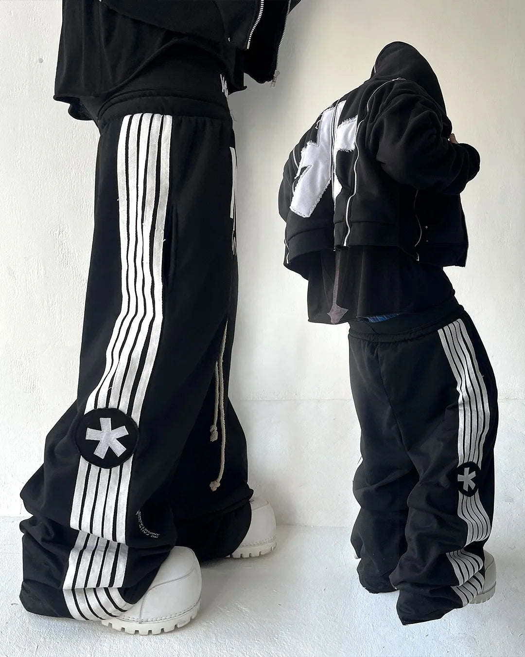 Y2K Fashion Streetwear Gothic Punk Striped Letter Embroidery Trendy Sweatpants Retro Loose Hip Hop Casual Stretch Jogging Pants