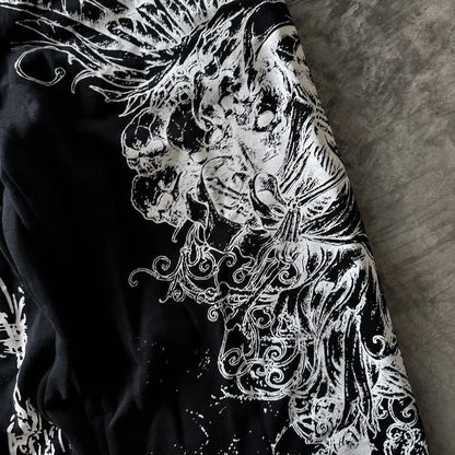 Y2K Retro Casual Pants Gothic Skull Direct Spray Printing Floor Pants Oversized Unisex Streetwear Fashion Men's Clothing Joggers
