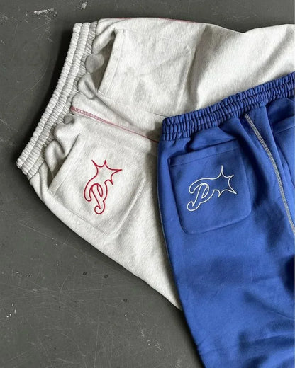 Man Y2k Pants Joggers Men Streetwear Embroidered Pink Long Sweatpants Cargo Clothing Casual Police Trousers American Harajuku