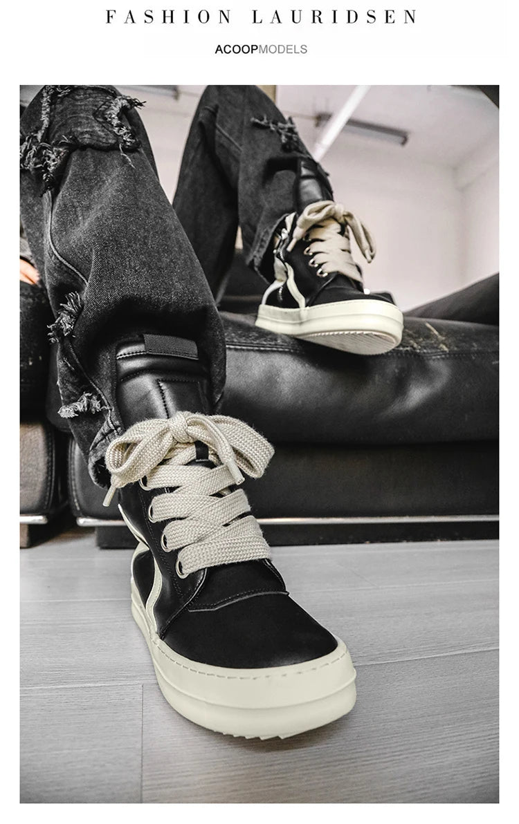 High-top Sports Shoes Lace-up Leather Ankle Boots Male Skateboard Shoes Basketball Sneakers 39-44 Men Casual Luxury Sneakers