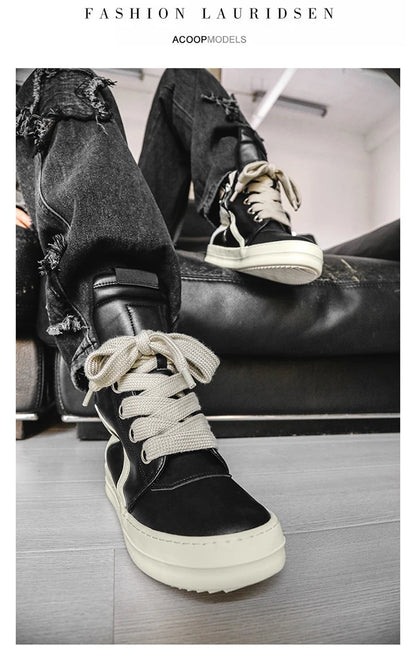 High-top Sports Shoes Lace-up Leather Ankle Boots Male Skateboard Shoes Basketball Sneakers 39-44 Men Casual Luxury Sneakers