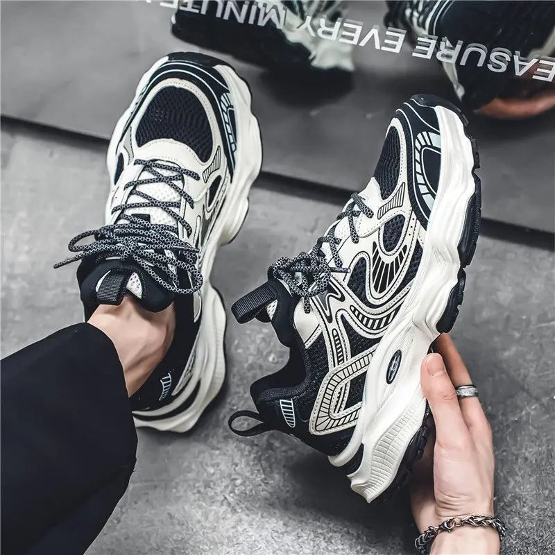 Men's 2026 Spring New Breathable Mesh Sneakers Korean Y2K Trendy Versatile Thick Sole Sports Casual Dad Shoes