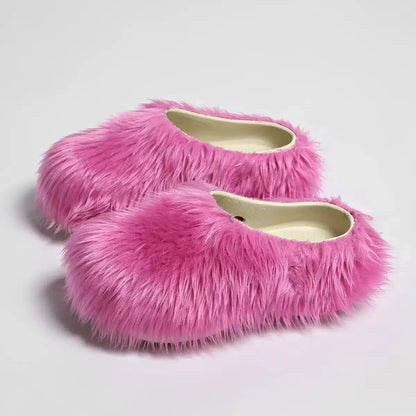 New Fur Slippers Imitation Fur Mueller Shoes Famous Height thick Soled Slippers