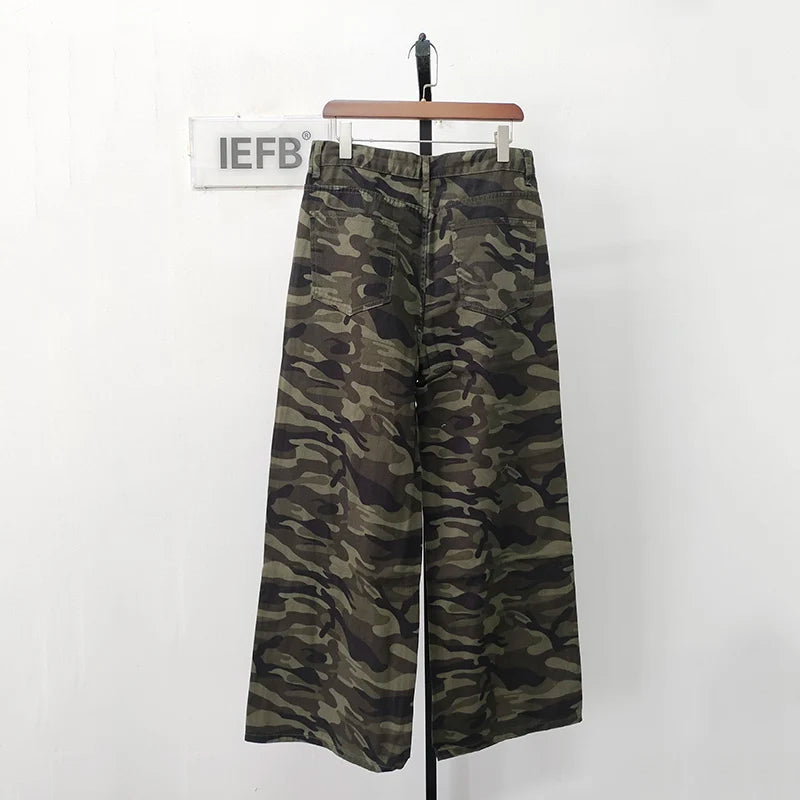 IEFB Summer Men's Denim Pants Old Blue Washed Male Jeans Straight Casual Menwear Loose Wide Leg Trousers New Fashion 9C354