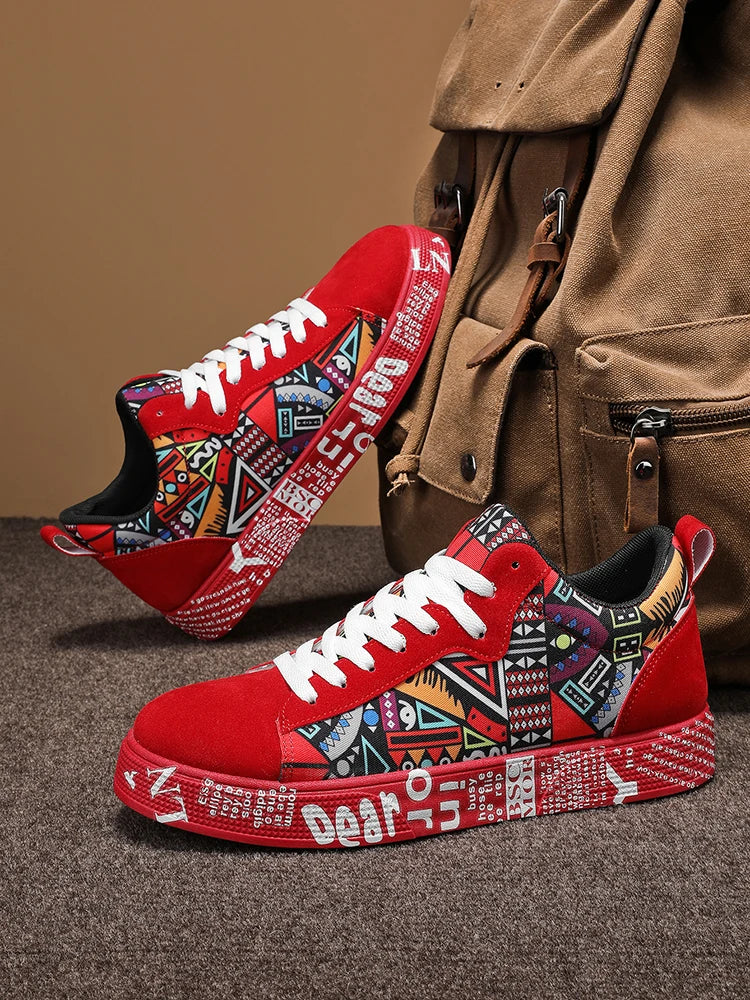 Breathable sports shoes, skateboard shoes, men's heart and music graphic design, couple casual shoes