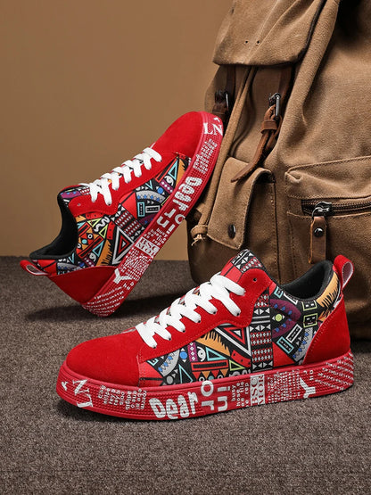 Breathable sports shoes, skateboard shoes, men's heart and music graphic design, couple casual shoes