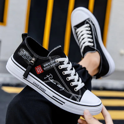 2025 Summer Men's Canvas Sneakers Low-Top Casual Breathable Shoes for Teen Trendy Lightweight Youth Streetwear Comfort Footwear