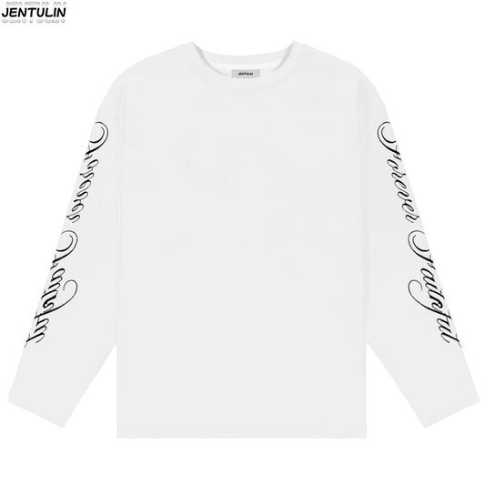 Men Clothing High Quality Letters Graphic Printing Casual Loose Long Sleeve T Shirts Y2K Trend Women Fashion Vintage Streetwear