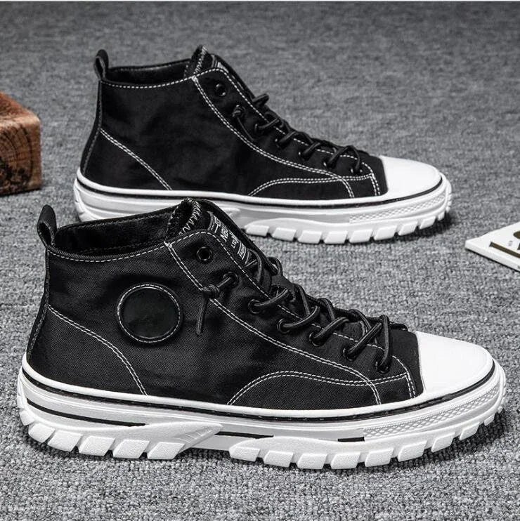Shoes for Men 2025 New Men's Canvas Shoes High Top Casual Sneakers British Style Skateboarding Vulcanized Shoes Comfort Sneakers