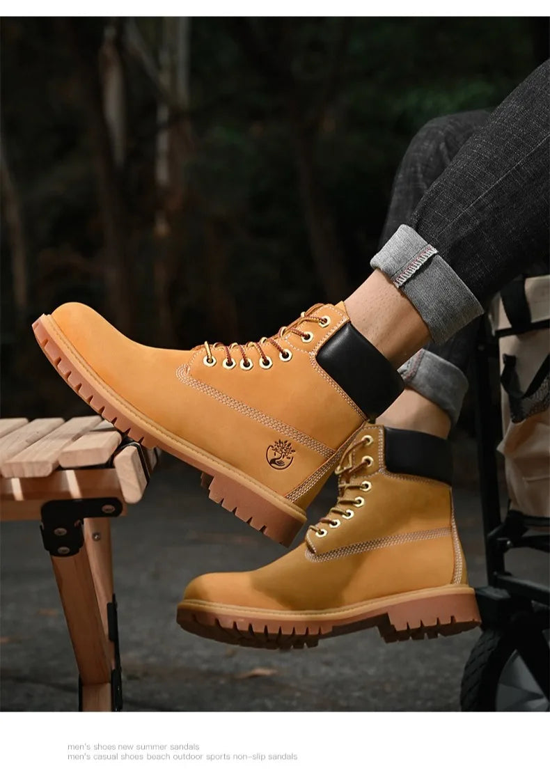 High Top Boots Hiking Shoes Men Anti-slip Outdoor Shoes Men Lace-up Comfortable Soft Breathable Casual Sneakers Shoes Men