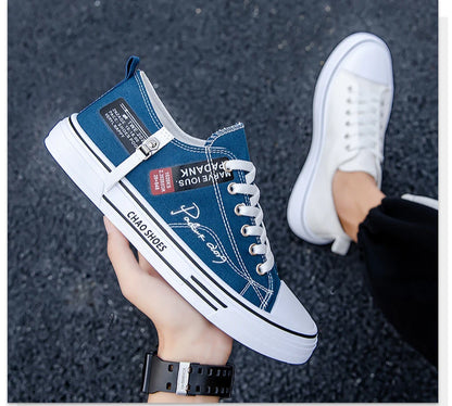 2025 Summer Men's Canvas Sneakers Low-Top Casual Breathable Shoes for Teen Trendy Lightweight Youth Streetwear Comfort Footwear