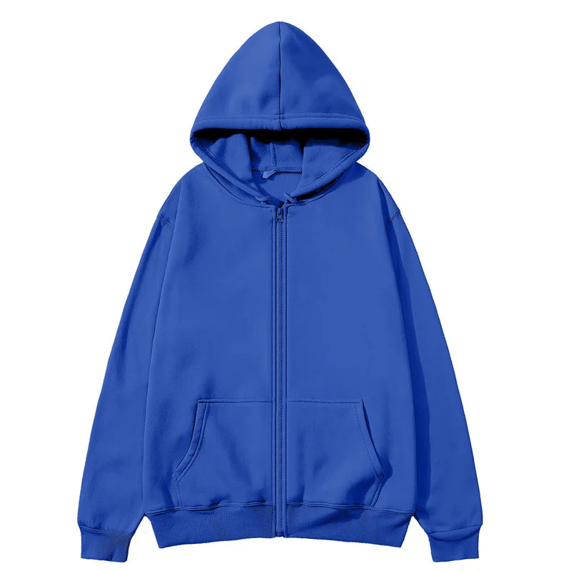Men/Women zipper cardigan Hoodies pure color Casual Jacket Coats Fleece spring Autumn Sweatshirts Sports Streetwear men tops