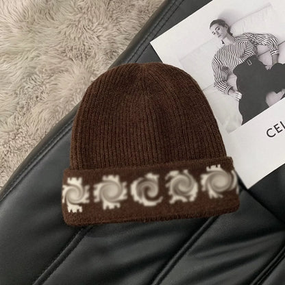 Unisex Fashion Streetwear Headwear,  Black Knitted Beanie Hat, Gothic Cross Pattern Warm Winter Cap,Soft Elastic Knit Hat 1PC
