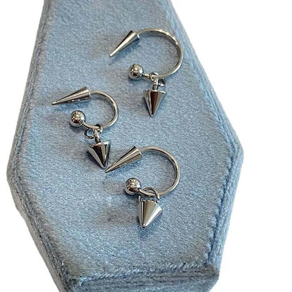 Punk Silver Color Rivet Stud Earrings for Women Men Fashion Metal Geometric U-Shaped Piercing Earrings Party Jewelry Accessories