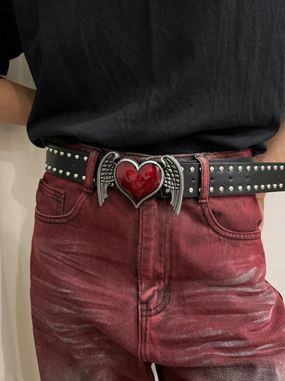 Unisex Jeans Belt sword red heart Goth Y2k Fashion Belts For Women High Quality Luxury Brand Rivet Punk Accessory Men Waistband