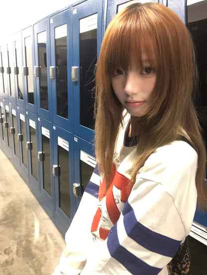 Karrram Japanese Y2k Number Print T-shirt 2000s Aesthetics Long Sleeve Jersey Tops Vintage Harajuku Streetwear American Retro