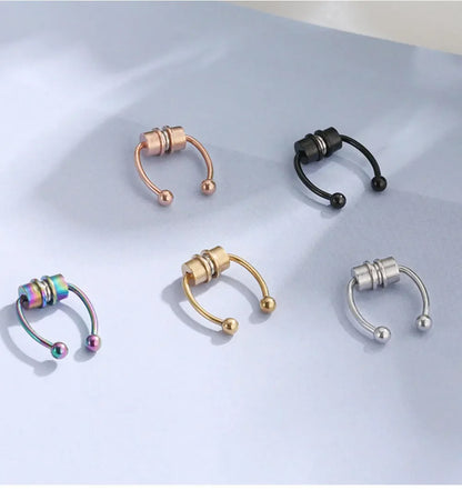 Fake Piercing Nose Ring Hoop Septum Non Piercing Nose Clip Rock HipHoop Stainless Steel Magnet Fashion Punk Body Women Jewelry