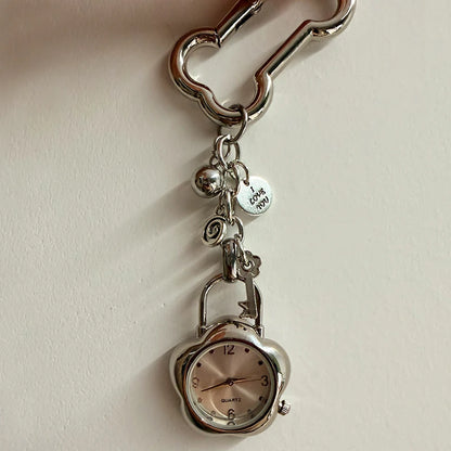 Original Hollow Heart Pocket Watch Chain keychain Design Steampunk Clock Vintage Necklace Pendant Jewelry Watch Men Women Gift