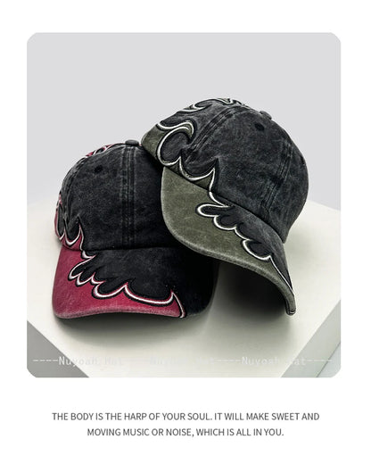 New Men Women American Street Embroidered Flame Baseball Hats Sunshade Hip Hop Versatile Personal Peaked Caps Street Fashion ins