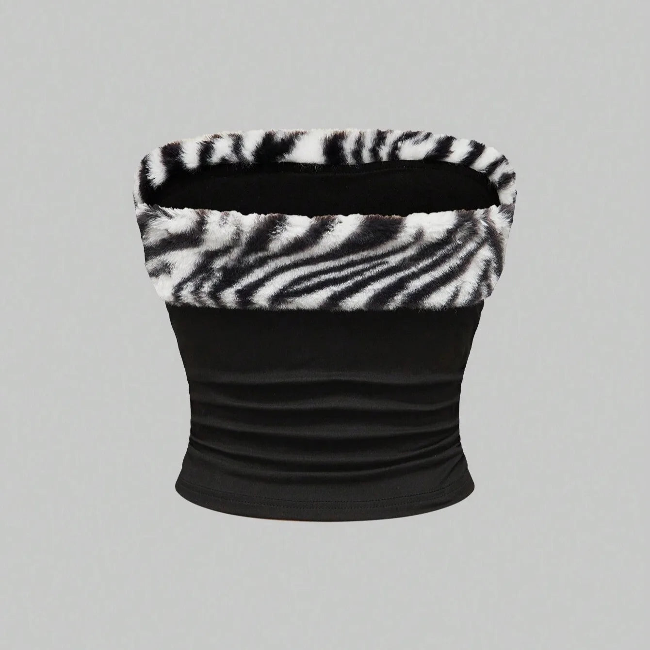 Leopard print patchwork slim fit sexy exposed navel dark letter hot stamping strapless vest with personality