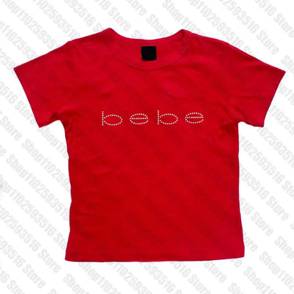 2000s Clothes Y2k Top Top for Women Baby Tees Tops Rhinestone T Shirts Women's T-shirts Female Clothing Kpop Gothic Kawaii Goth