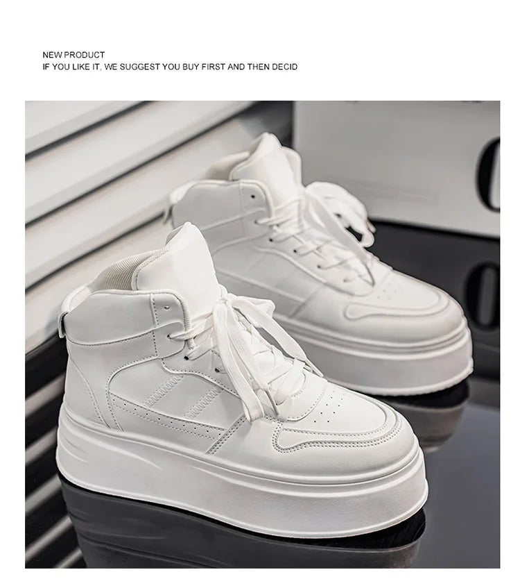 New 2025 Men's Thick Bottom Sneakers Spring Autumn Style Breathable Anti-Slip Heightening Casual Sports Platform Shoes