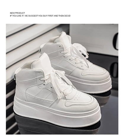 New 2025 Men's Thick Bottom Sneakers Spring Autumn Style Breathable Anti-Slip Heightening Casual Sports Platform Shoes