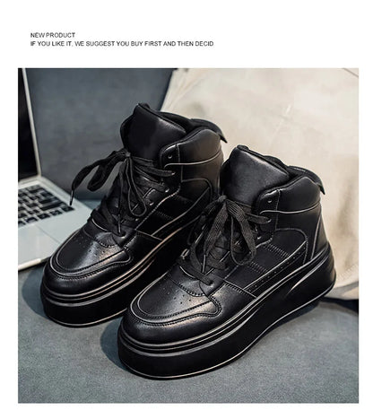New 2025 Men's Thick Bottom Sneakers Spring Autumn Style Breathable Anti-Slip Heightening Casual Sports Platform Shoes