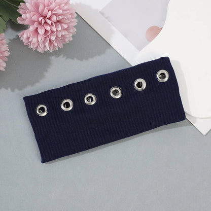 Punk Girl Hollowed Out Eyelets Wide Elastic Headband Stretchy Metal Rock Steampunk for Sports Headbands Hair Accessories