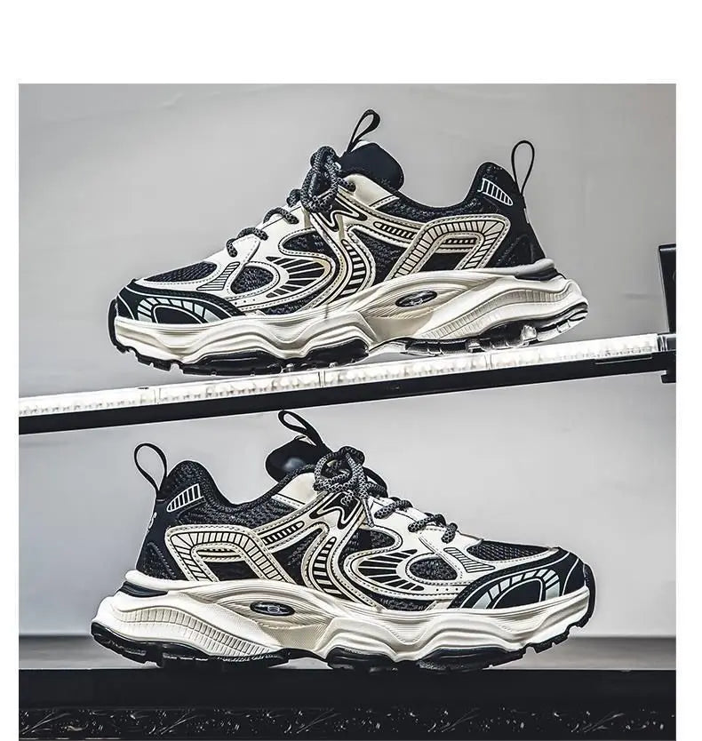 Men's 2026 Spring New Breathable Mesh Sneakers Korean Y2K Trendy Versatile Thick Sole Sports Casual Dad Shoes