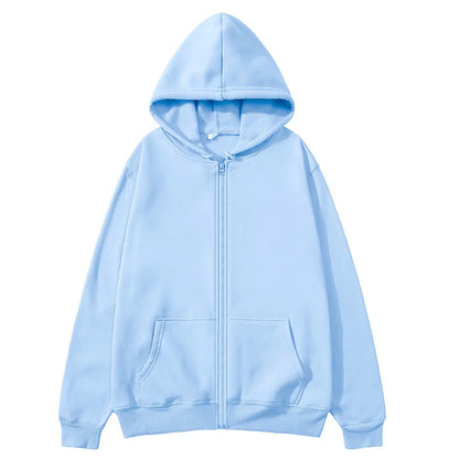 Men/Women zipper cardigan Hoodies pure color Casual Jacket Coats Fleece spring Autumn Sweatshirts Sports Streetwear men tops