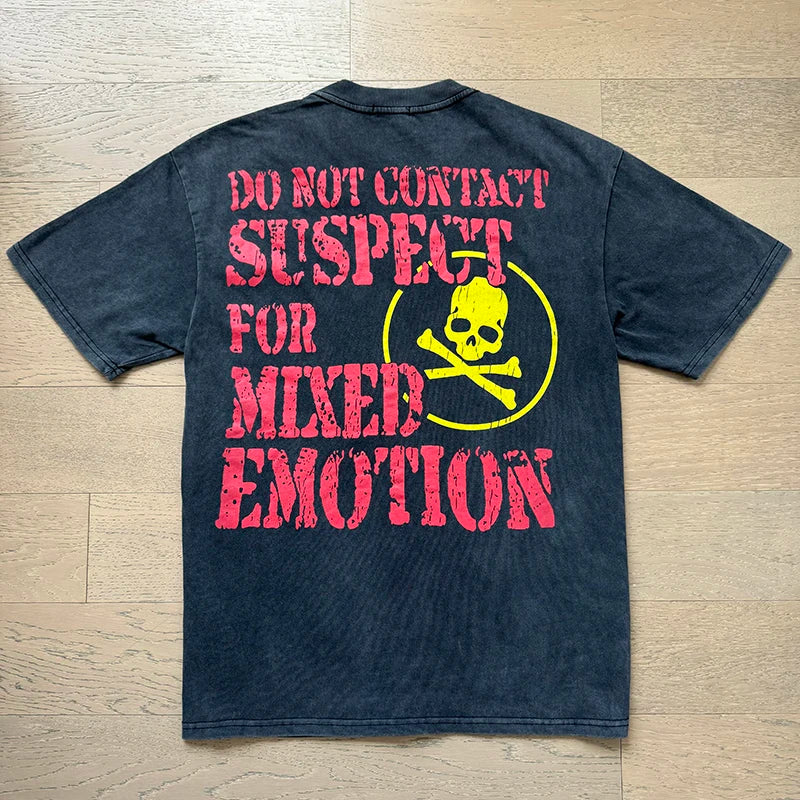 Fashion Brand MIXED EMOTION T-shirts Men Women Couple Streetwear Angel Print Summer Top Tee Round Neck Short Sleeve
