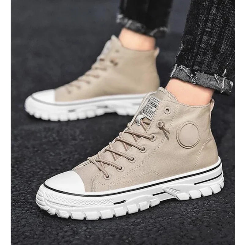 Shoes for Men 2025 New Men's Canvas Shoes High Top Casual Sneakers British Style Skateboarding Vulcanized Shoes Comfort Sneakers