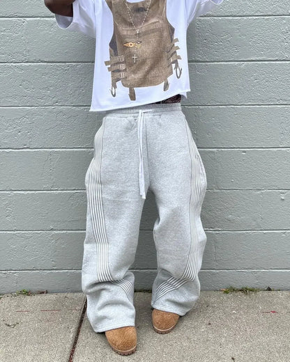 Casual Grey Embroidered Trousers Y2k Running Lace Chandelier Trousers Functional Tactics Camouflage for Men and Women
