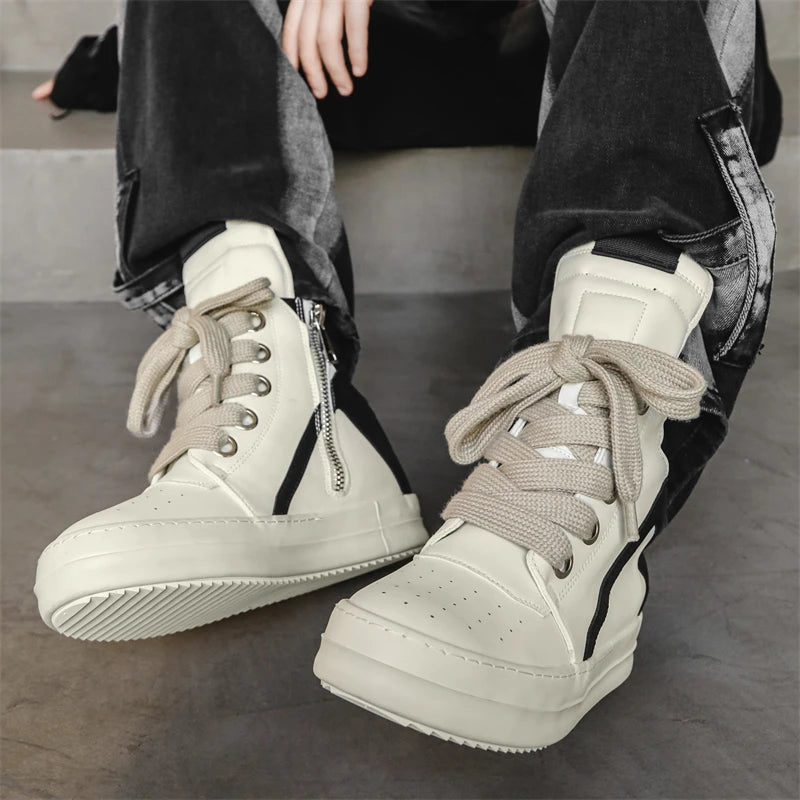 High-top Sports Shoes Lace-up Leather Ankle Boots Male Skateboard Shoes Basketball Sneakers 39-44 Men Casual Luxury Sneakers