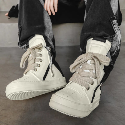 High-top Sports Shoes Lace-up Leather Ankle Boots Male Skateboard Shoes Basketball Sneakers 39-44 Men Casual Luxury Sneakers