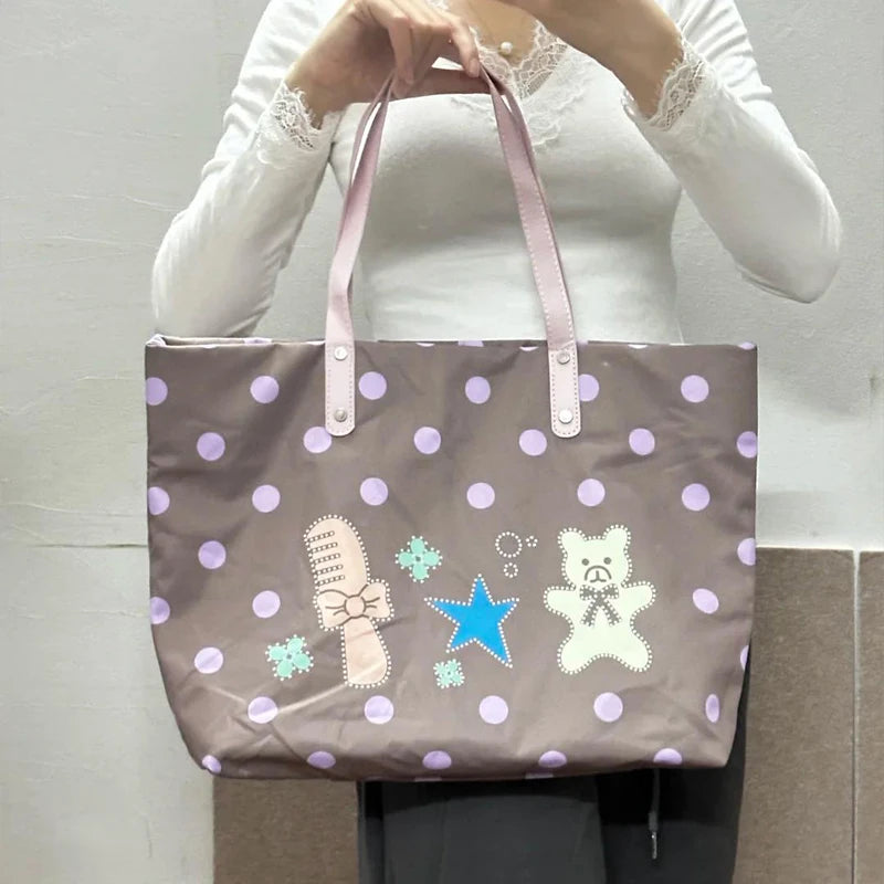 Brand Portrait Print Tote Bag Large Capacity Top-handle Shopper Bag Fashion Pvc Kraft Paper Shoulderbag Waterproof Pouch Storage