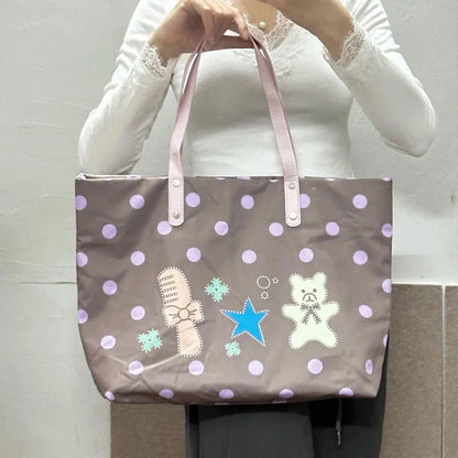 Brand Portrait Print Tote Bag Large Capacity Top-handle Shopper Bag Fashion Pvc Kraft Paper Shoulderbag Waterproof Pouch Storage