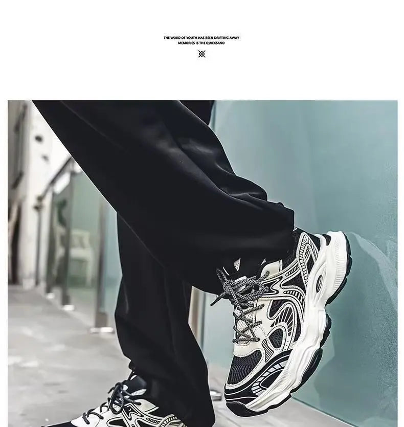 Men's 2026 Spring New Breathable Mesh Sneakers Korean Y2K Trendy Versatile Thick Sole Sports Casual Dad Shoes