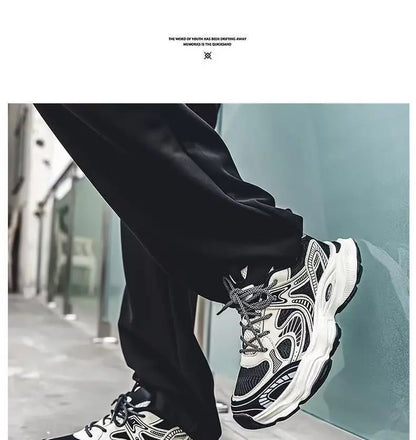 Men's 2026 Spring New Breathable Mesh Sneakers Korean Y2K Trendy Versatile Thick Sole Sports Casual Dad Shoes